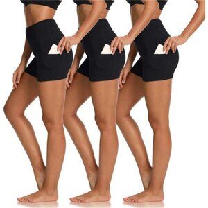 NEW - 3 Pack‎ Biker Shorts for Women - 8”4” High Waist Yoga Shorts with Pockets